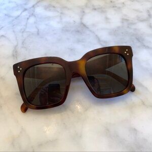 CELINE Tilda Oversized Tortoise Sunglasses